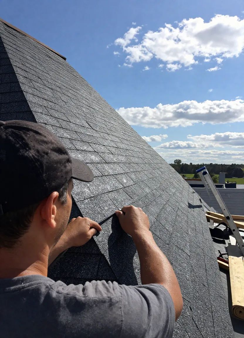 Roofing professional inspecting an Arcadia home roof in Phoenix