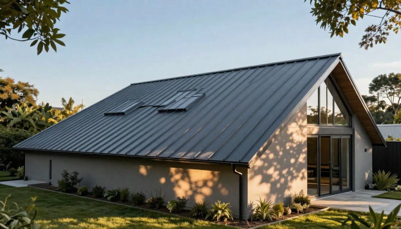 A Team Construction roofing professional beside an Arizona suburban home